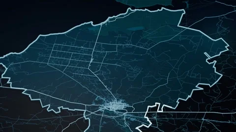 Hermosillo Mexico Glowing Digital Map Animation 4K Vidéo 340605137