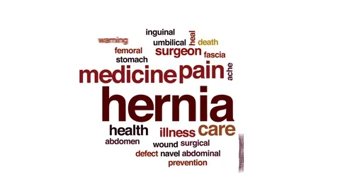 Hernia animated word cloud, text design animation. Stock Footage