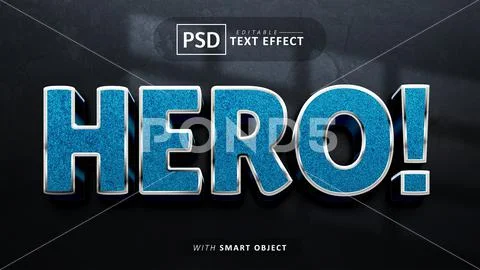 Hero 3d text effect editable PSD Template