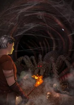 The hero and the spider Stock Illustration
