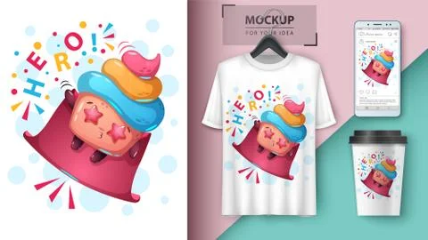 Hero cake - mockup for your idea Stock Illustration