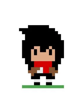 Hero character pixel image for game assets. Illustrazione stock