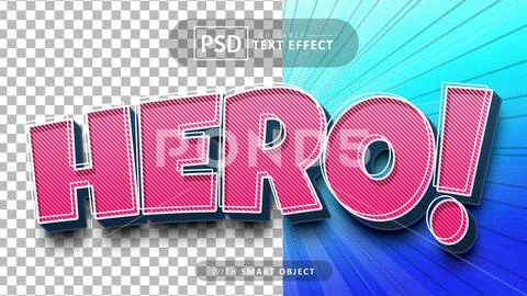 Hero comic style text effect editable PSD Template