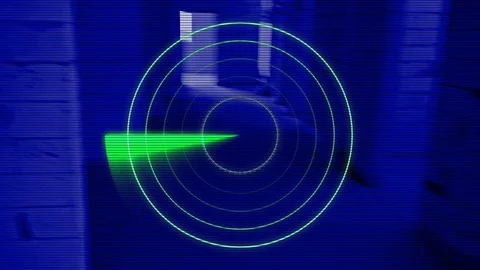 The hero of a computer game is looking for a target in an unfinished building Stock Footage 110814574