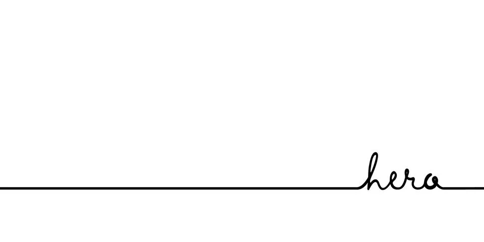 Hero - continuous one black line with word. Minimalistic drawing of phrase Stock Illustration
