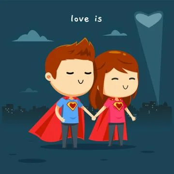 The hero couple in the night Stock Illustration