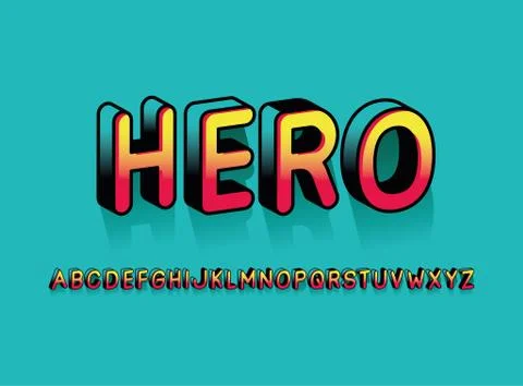 Hero font and alphabet vector design Illustrazione stock
