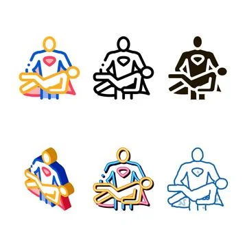 Hero holds on hands human icon vector outline modern 스톡 일러스트