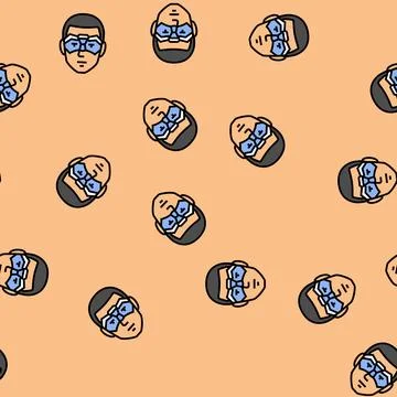 Hero mask face vector seamless pattern Stock Illustration
