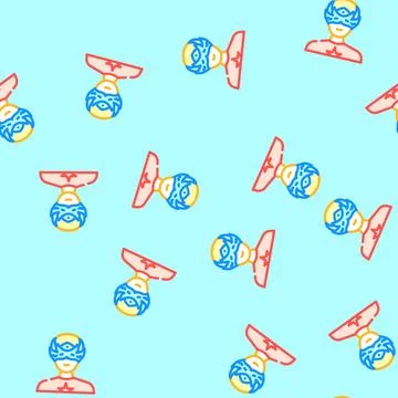 Hero mask face vector seamless pattern Stock Illustration