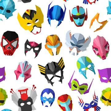 Hero mask vector superhero masque and masking face cartoon character Illustrazione stock