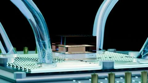Hero Perspective of Isolated Quantum Processor Housing, 4K Photo Fotos Stock