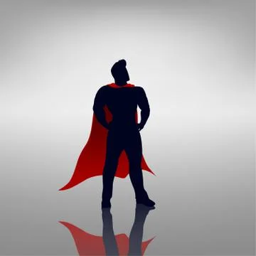 Hero with red cape Stock Illustration