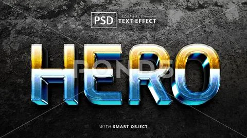 Hero retro 3d text effect editable PSD-Vorlage
