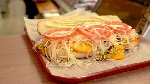 Hero sandwich on the counter Stock Footage 131919480