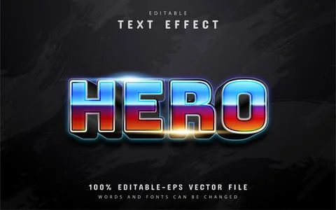 Hero text, 80s gradient style text effect Stock Illustration