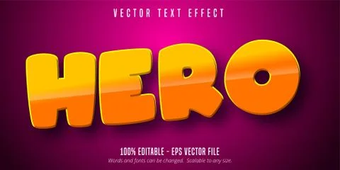 Hero text, cartoon style editable text effect Stock Illustration