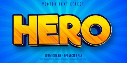 Hero text, cartoon style editable text effect Stock Illustration
