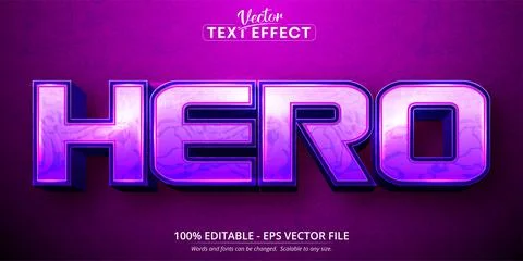 Hero text, cartoon style editable text effect Stock Illustration