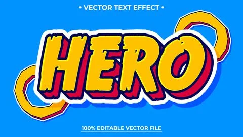 Hero text, comic style editable text effect Stock Illustration