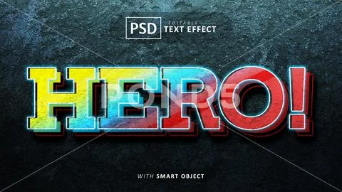 Hero text - editable 3d font effects PSD Template