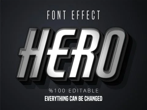 Hero text, editable font effect Stock Illustration