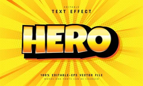 Hero text effect, cartoon style design Stock Illustration