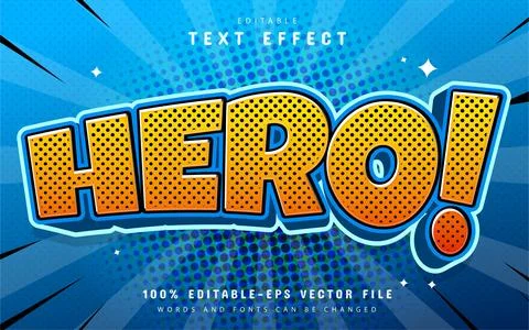 Hero text effect comic style Stock Illustration