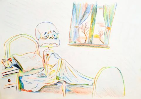 The hero woke up broken, battered, sleep-deprived. Early rise wi Stock Illustration