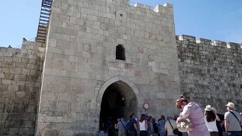 Herod's Gate Pan 2 - Jerusalem Vídeos de archivo 90870905