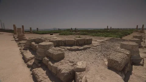 Herods Palace, Structural Remnants, Caesarea Maritima, Israel Stock Footage 321976017
