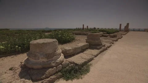 Herods Palace, Structural Remnants, Caesarea Maritima, Israel Stock Footage 321976031