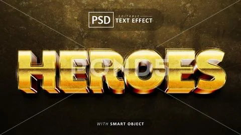 Heroes 3d text effect editable PSD Template