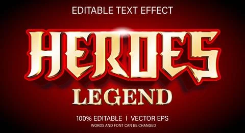 Heroes legend vector text effect with modern style design Stock Illustration