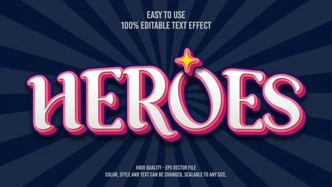 Heroes Modern editable text effect vibrant color. 3D Text effect イラスト素材