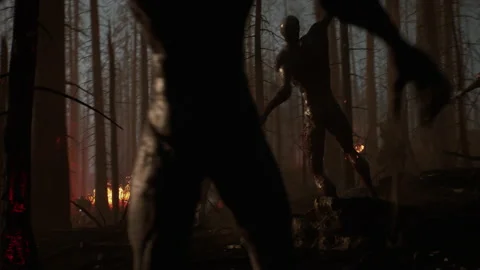 Heroes shoot zombies attack and kill them 06 Stock Footage 232187044