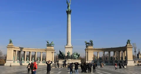 Heroes Square in Budapest Stock Footage 102248876