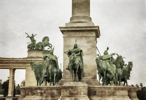 Heroes square in Budapest Stock Photos