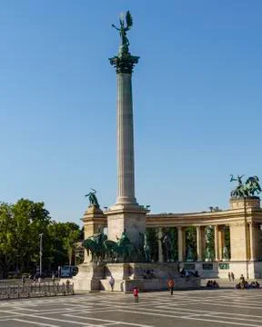 Heroes Square with Millenium Memorial in Budapest, Hungary. Stock Photos