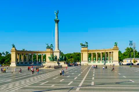 Heroes Square with Millenium Memorial in Budapest, Hungary. Foto stock