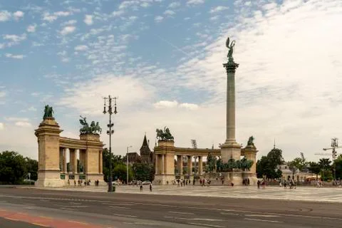Heroes Square with Millenium Memorial in Budapest, Hungary. Foto stock