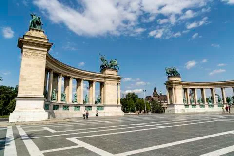 Heroes Square with Millenium Memorial in Budapest, Hungary. Stock Photos