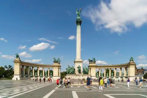 Heroes Square with Millenium Memorial in Budapest, Hungary. Stock Photos