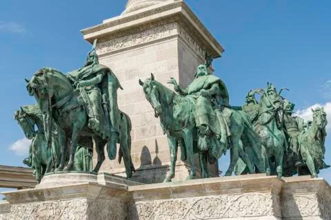 Heroes Square with Millenium Memorial in Budapest, Hungary. Stock Photos