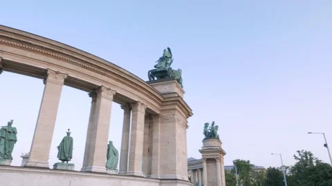 Heroes' Square in Slow Motion, Budapest Stock Footage 91276993