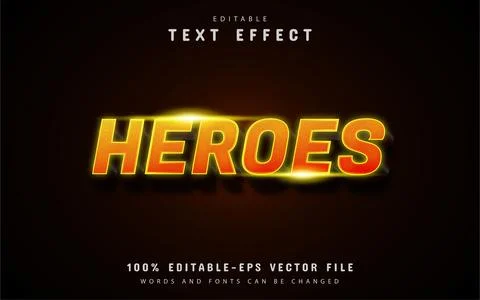 Heroes text - 3d orange gradient text effect Stock Illustration