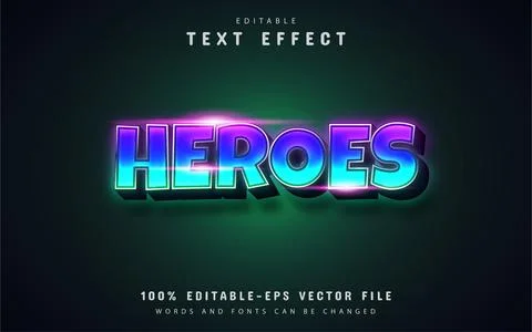 Heroes text, colorful gradient text effect Stock Illustration