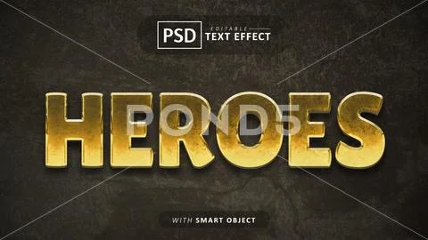 Heroes text effect editable PSD Template