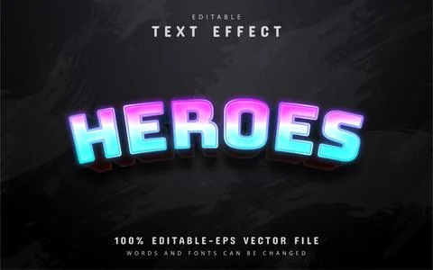 Heroes text, gradient style text effect Stock Illustration