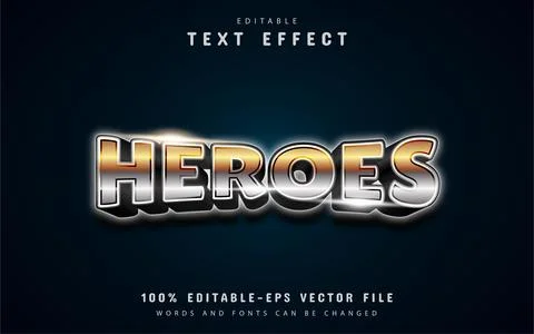 Heroes text, gradient text effect Stock Illustration